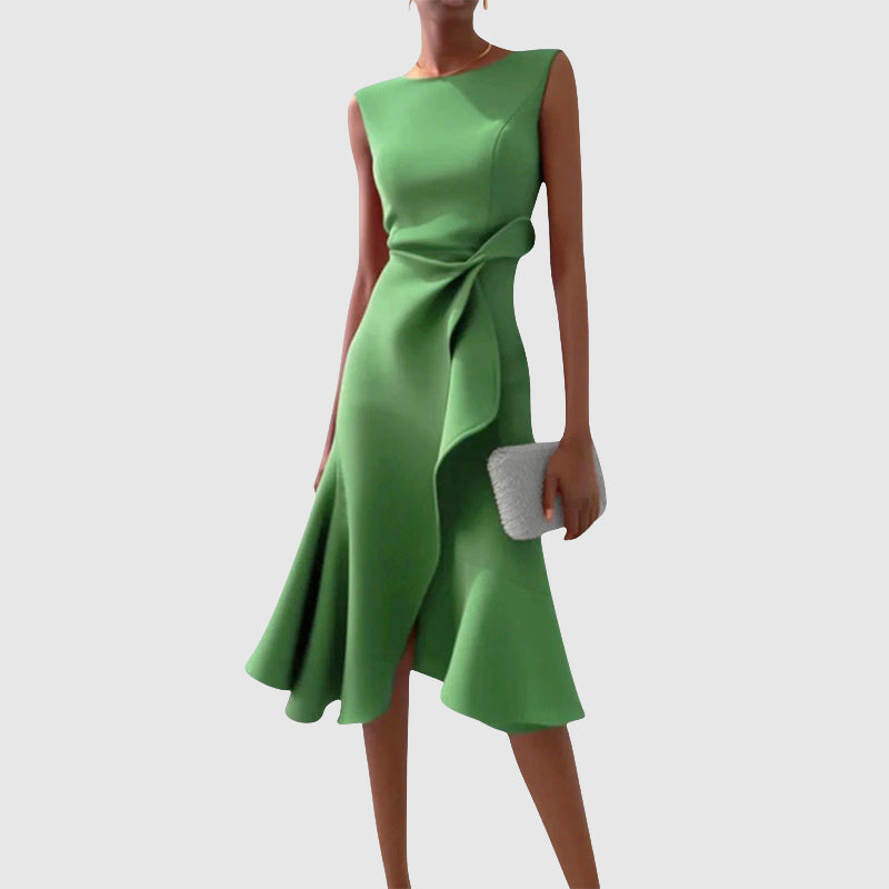 Élise D'Orléans Midi Dress with Side Draping