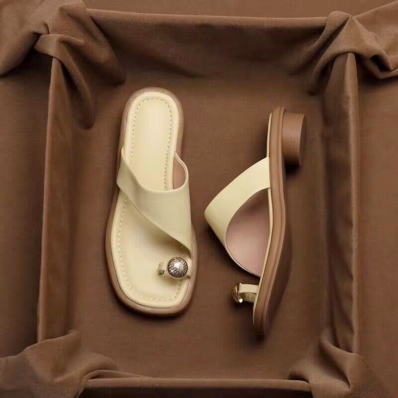 Emie Daly Slide Sandals with Toe Ring