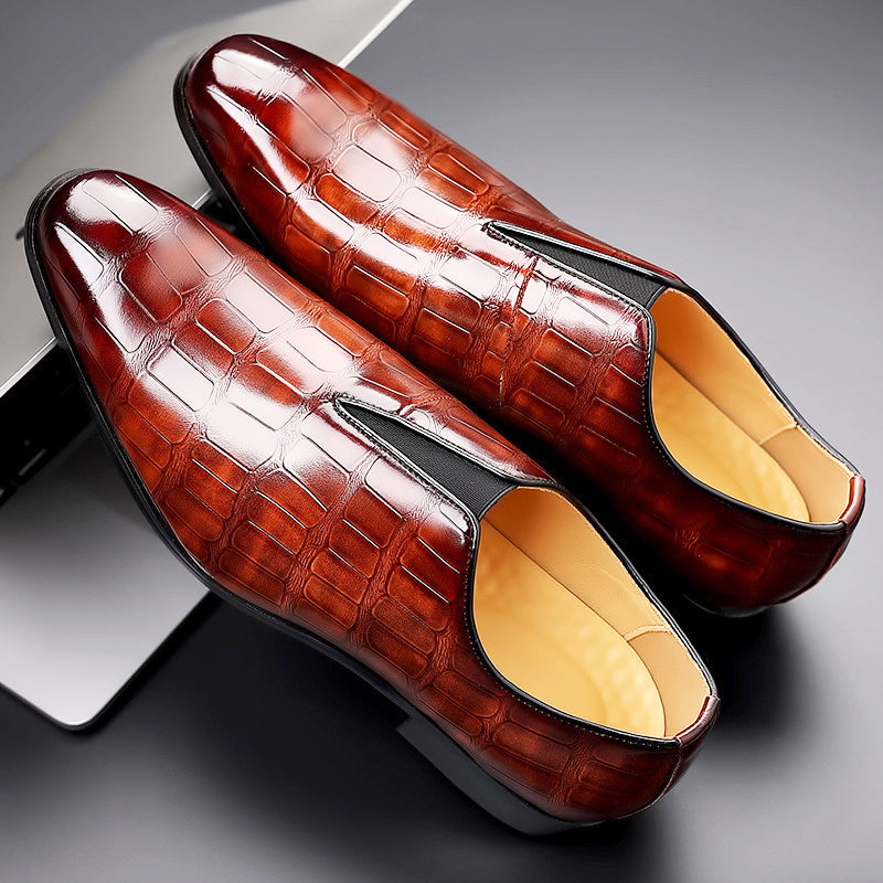 Henri L'Éclatant Glossy Croc-Texture Loafers