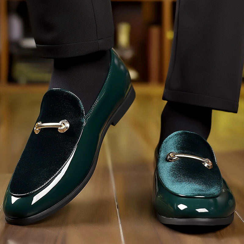 Henri L'Éclatant Velvet Loafers with Patent Finish