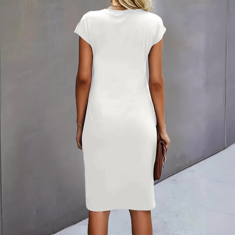 Malin Tassou Midi Dress with Draped Waist