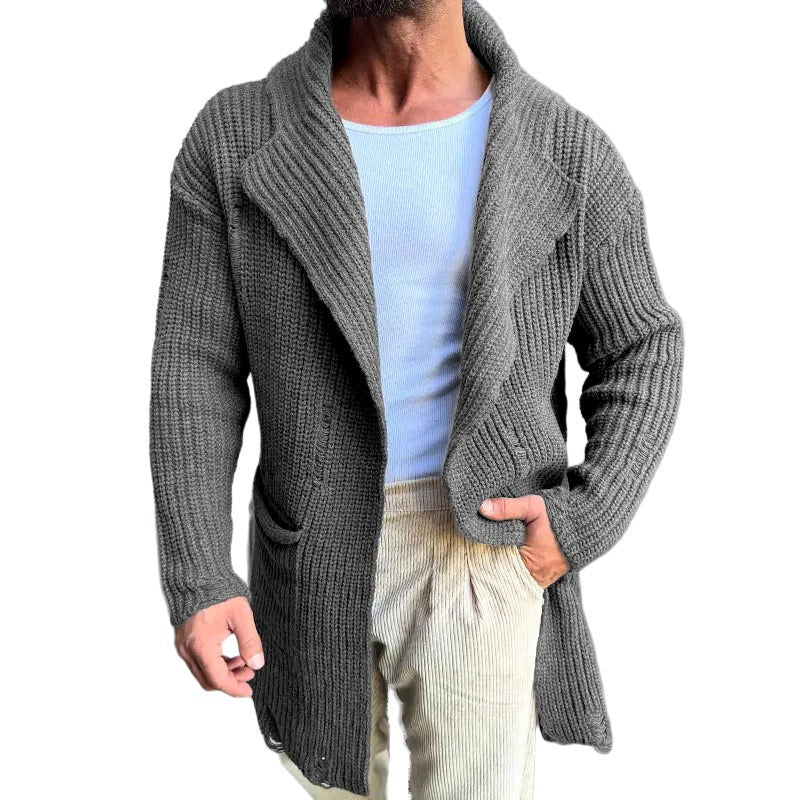 Arjo - Men's Ribbed Shawl-Collar Longline Cardigan