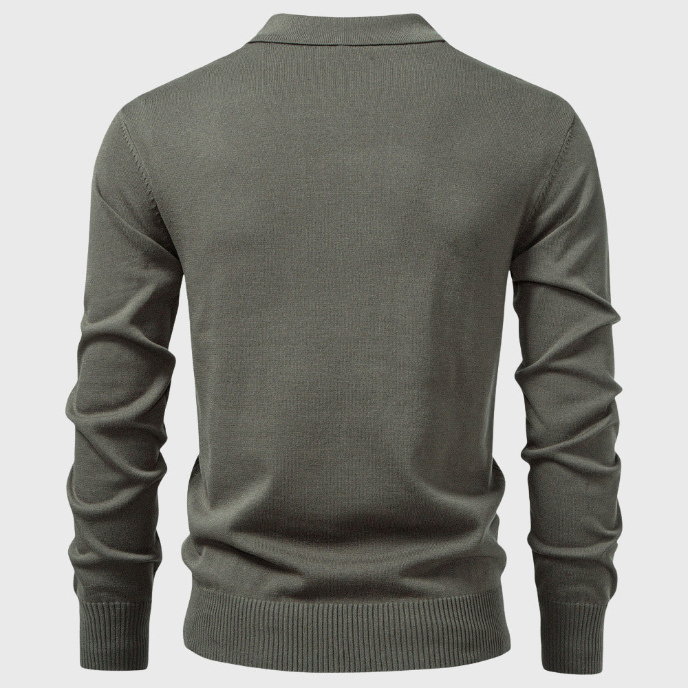 Lucio - Men's Textured Cable-Knit Half-Zip Polo
