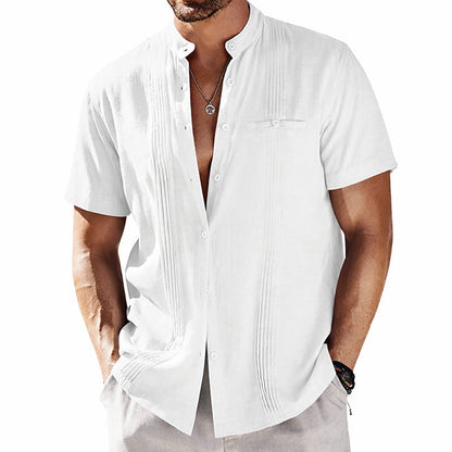 Charles Morrison Cotton Shirt with Pleated Front