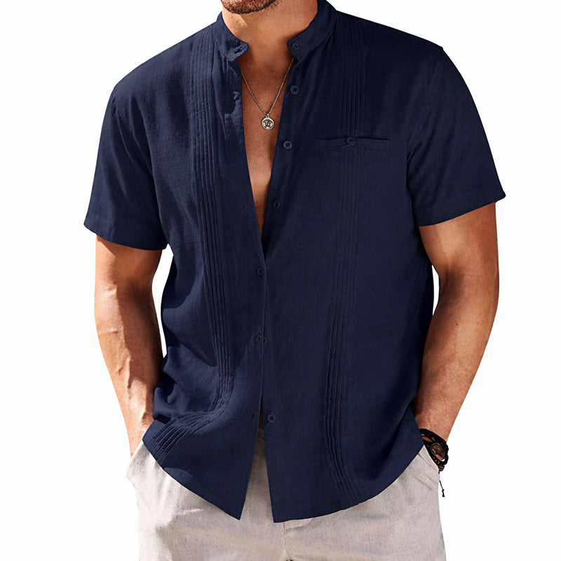 Charles Morrison Cotton Shirt with Pleated Front