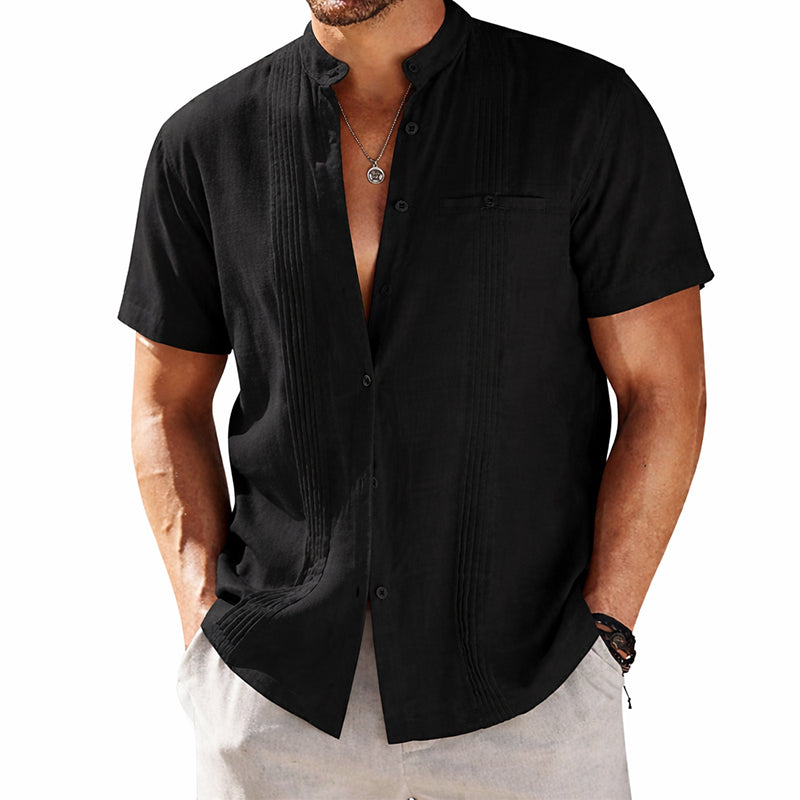Charles Morrison Cotton Shirt with Pleated Front