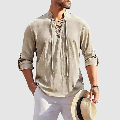 Charles Morrison Lace-Up Cotton Shirt