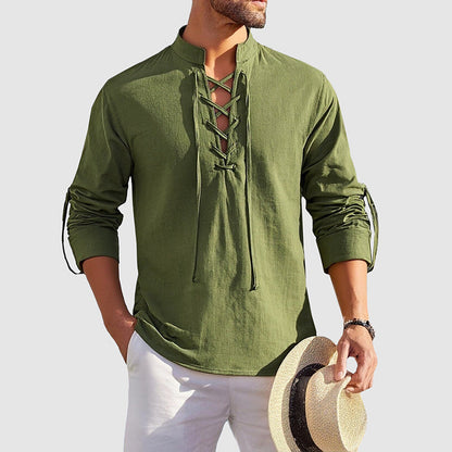 Charles Morrison Lace-Up Cotton Shirt