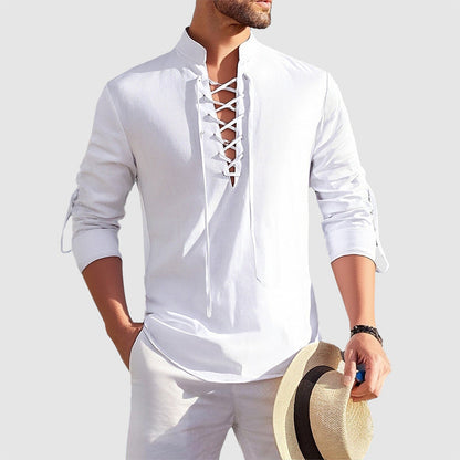 Charles Morrison Lace-Up Cotton Shirt