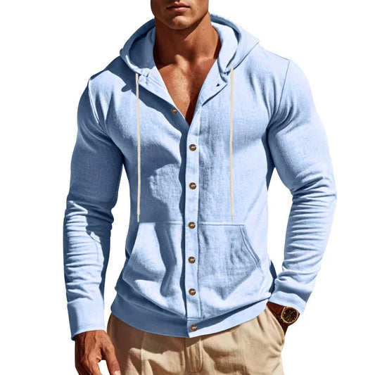 Charles Morrison Linen Hooded Button-Up Shirt