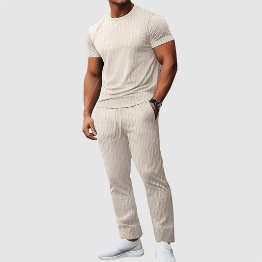 Charles Morrison Textured T-Shirt and Pants Set