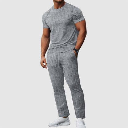 Charles Morrison Textured T-Shirt and Pants Set