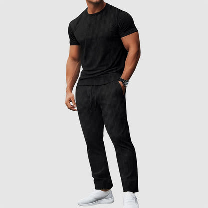 Charles Morrison Textured T-Shirt and Pants Set