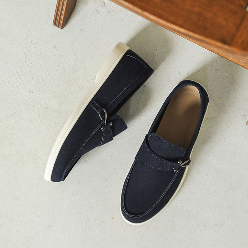 Charles Morrison Suede Loafers with Strap Detail
