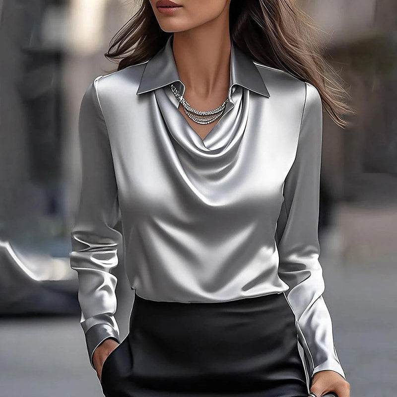 Élise D'Orléans Glossy Satin Look Blouse