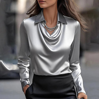 Élise D'Orléans Glossy Satin Look Blouse