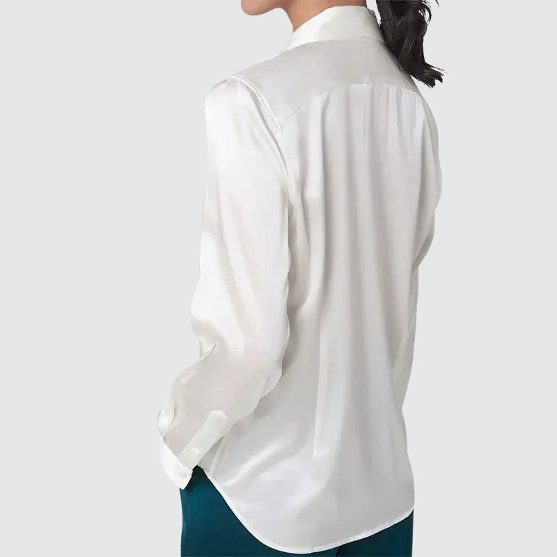 Élise D'Orléans Satin Button-Up Blouse
