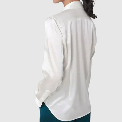 Élise D'Orléans Satin Button-Up Blouse