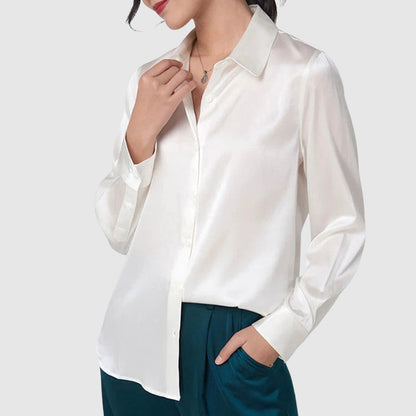 Élise D'Orléans Satin Button-Up Blouse
