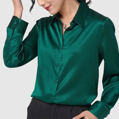 Élise D'Orléans Satin Button-Up Blouse