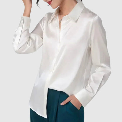 Élise D'Orléans Satin Button-Up Blouse