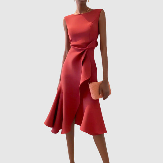 Élise D'Orléans Midi Dress with Side Draping
