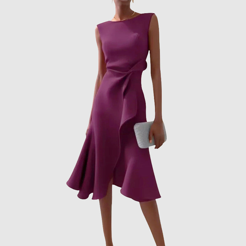 Élise D'Orléans Midi Dress with Side Draping