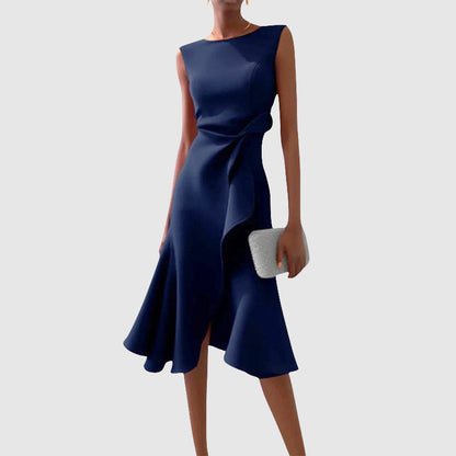 Élise D'Orléans Midi Dress with Side Draping