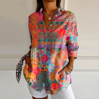 Emie Daly Floral Splash Button-Up Blouse