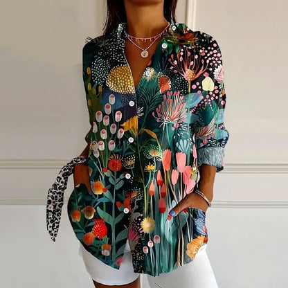 Emie Daly Floral Splash Button-Up Blouse