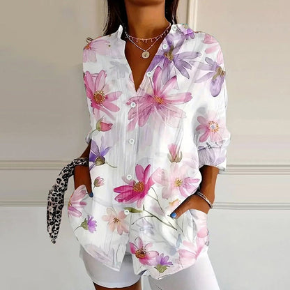 Emie Daly Floral Splash Button-Up Blouse