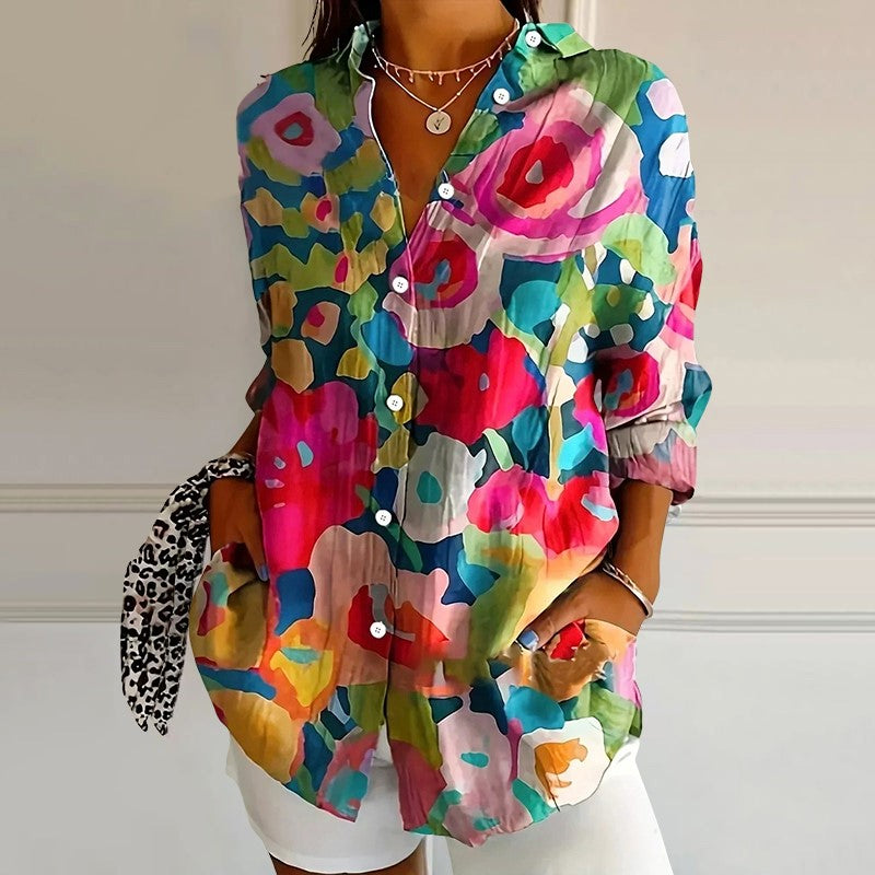 Emie Daly Floral Splash Button-Up Blouse