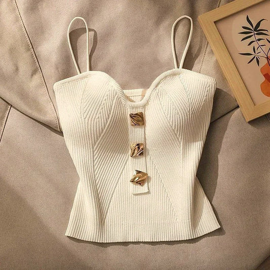 Emie Daly Knit Crop Top with Thin Straps