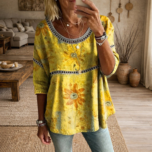 Emie Daly Loose Fit Top with Floral Print