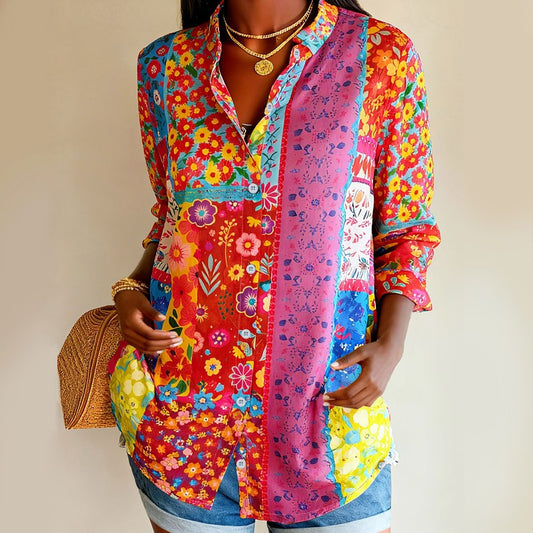 Emie Daly Patchwork Floral Blouse