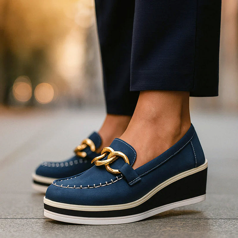 Emie Daly Platform Loafers with Chain Accent