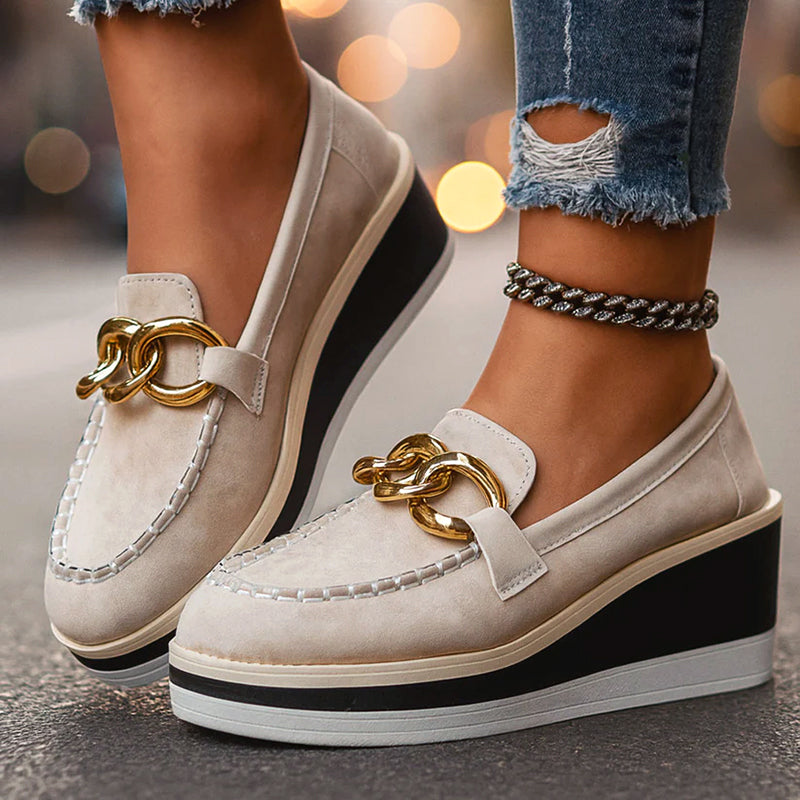 Emie Daly Platform Loafers with Chain Accent