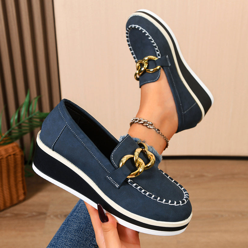 Emie Daly Platform Loafers with Chain Accent