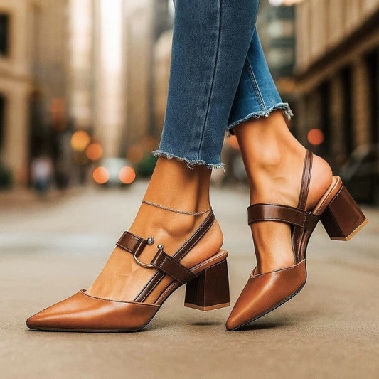 Emie Daly Pointed Toe Heels with Strap Detail
