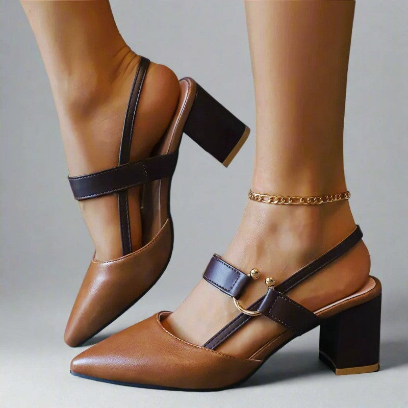 Emie Daly Pointed Toe Heels with Strap Detail