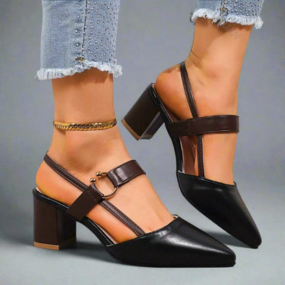 Emie Daly Pointed Toe Heels with Strap Detail