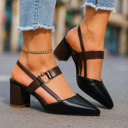 Emie Daly Pointed Toe Heels with Strap Detail
