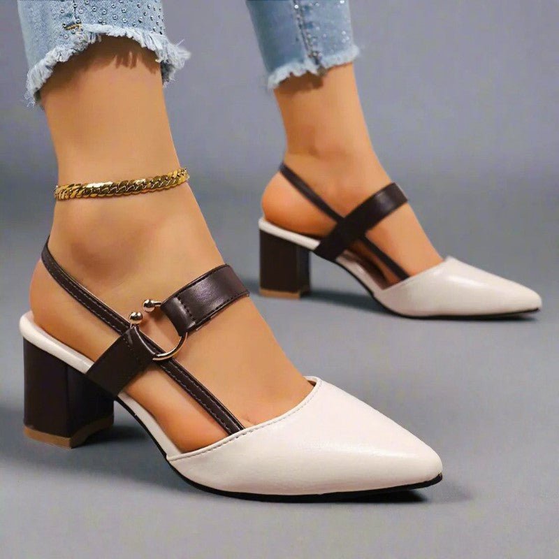 Emie Daly Pointed Toe Heels with Strap Detail
