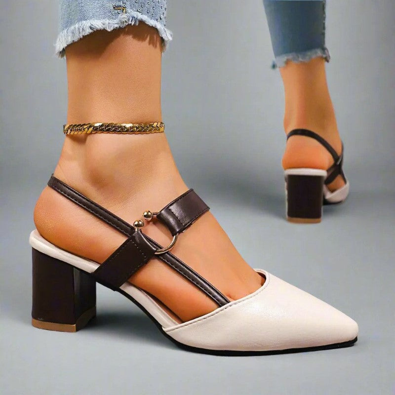 Emie Daly Pointed Toe Heels with Strap Detail