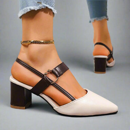Emie Daly Pointed Toe Heels with Strap Detail