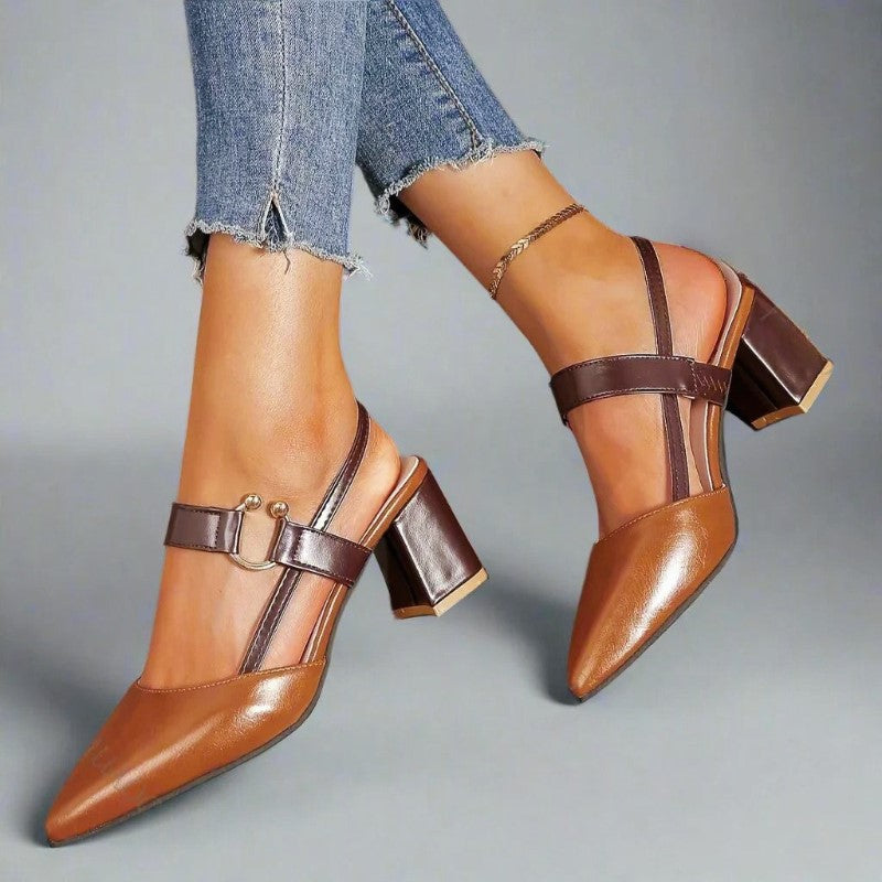 Emie Daly Pointed Toe Heels with Strap Detail