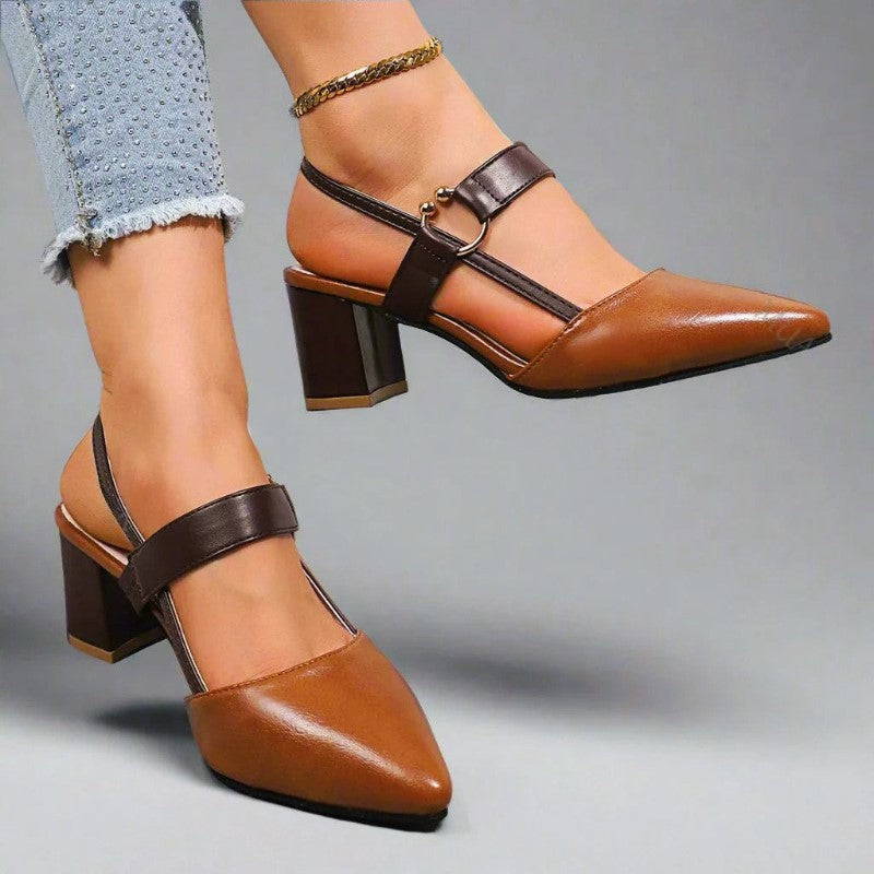 Emie Daly Pointed Toe Heels with Strap Detail