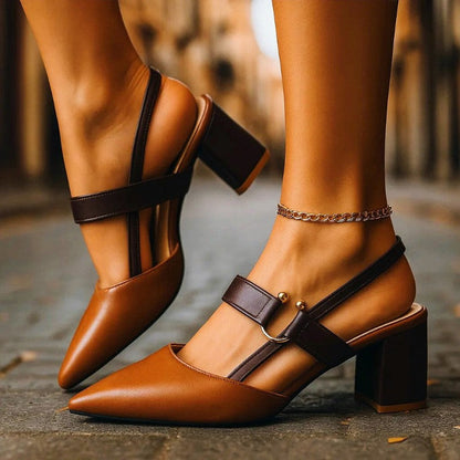 Emie Daly Pointed Toe Heels with Strap Detail
