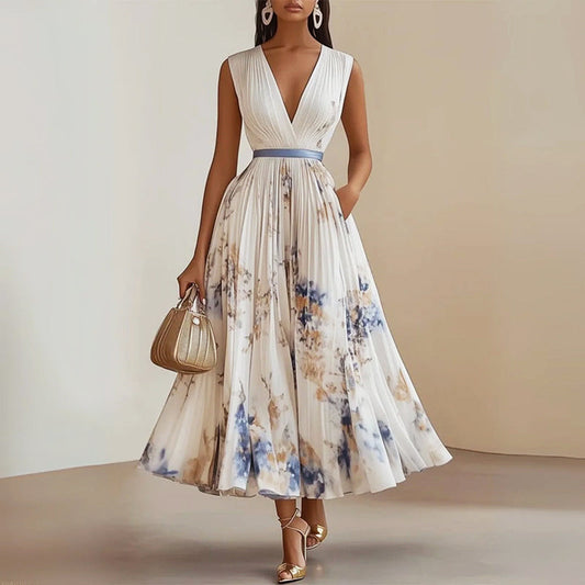 Emie Daly Sleeveless Pleated Midi Dress