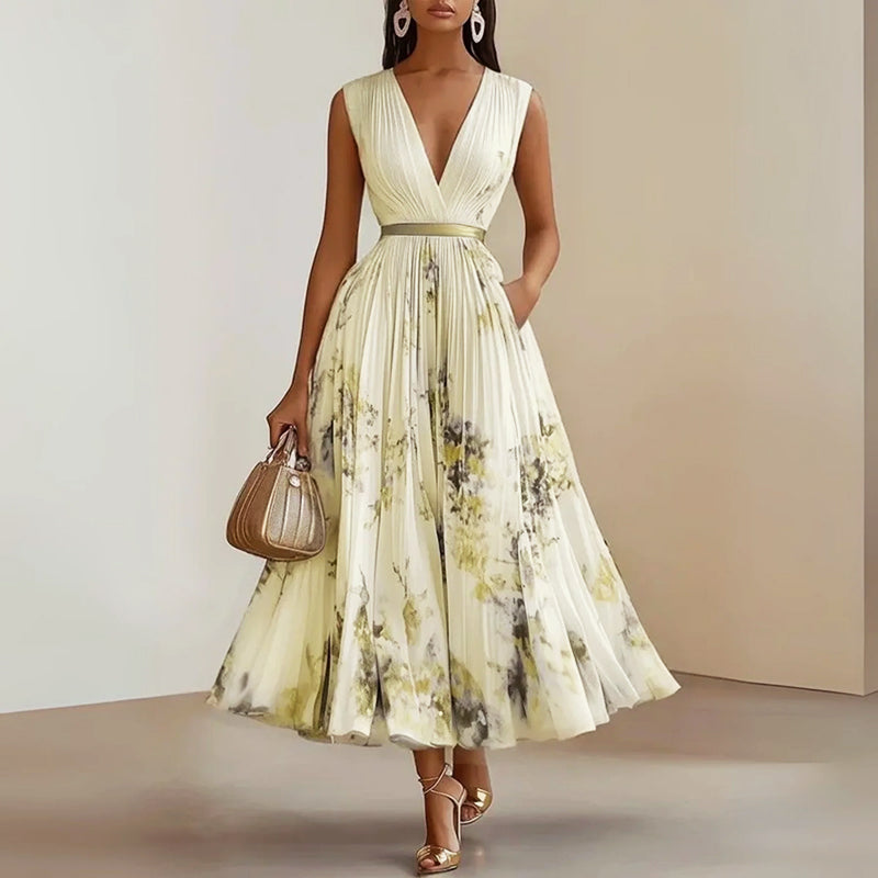 Emie Daly Sleeveless Pleated Midi Dress
